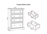 Corona Pine Four Drawer Chest - dimensions